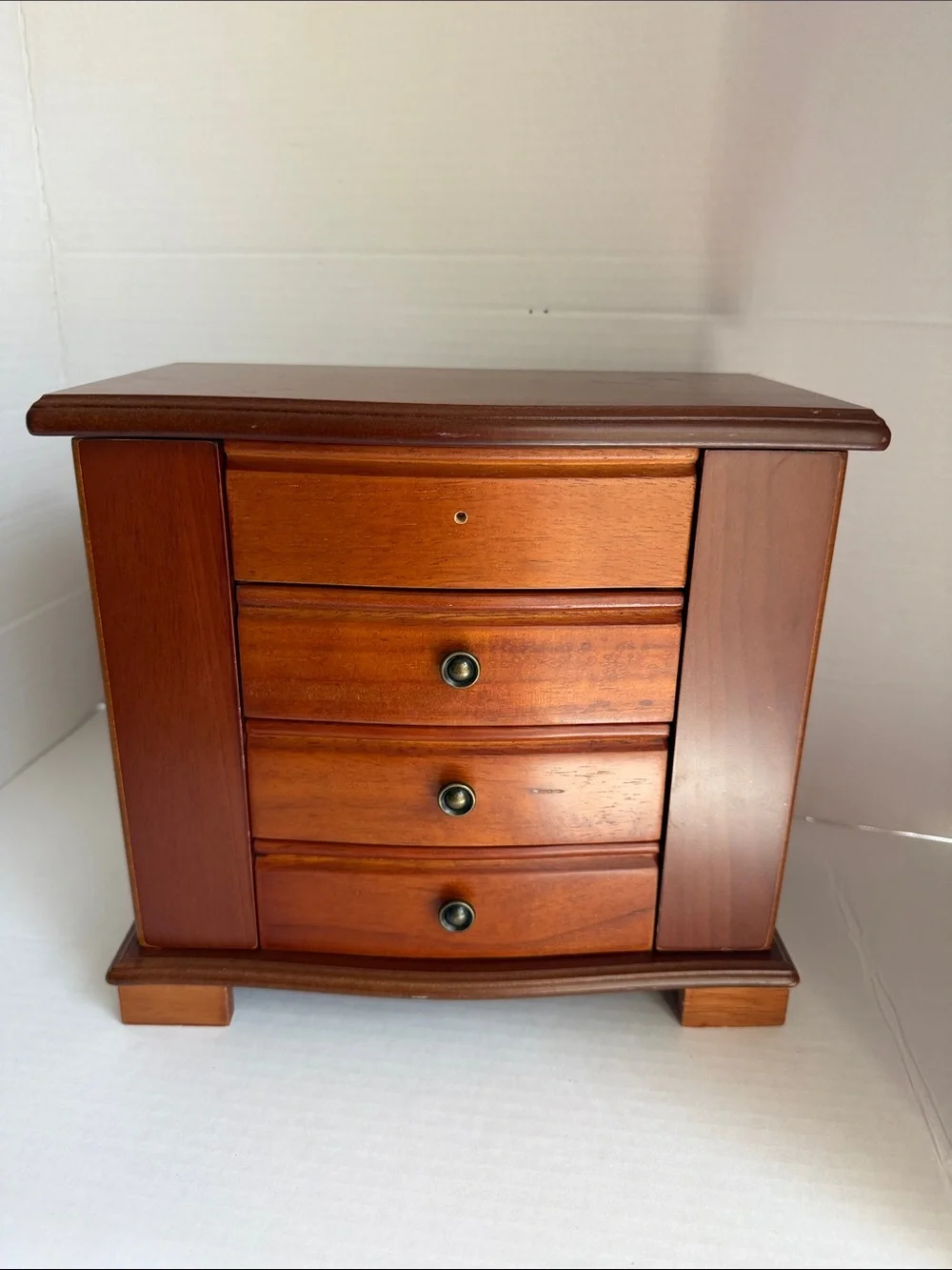 Classic Wooden Jewelry Organizer with Mirror in Brown Vintage